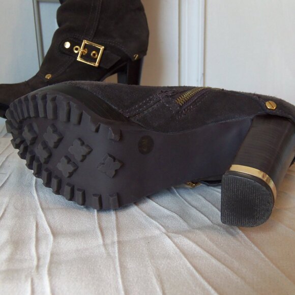 Tory Burch Tall Brown Suede Buckle Heeled Boots sz 6.5 - Picture 11 of 15